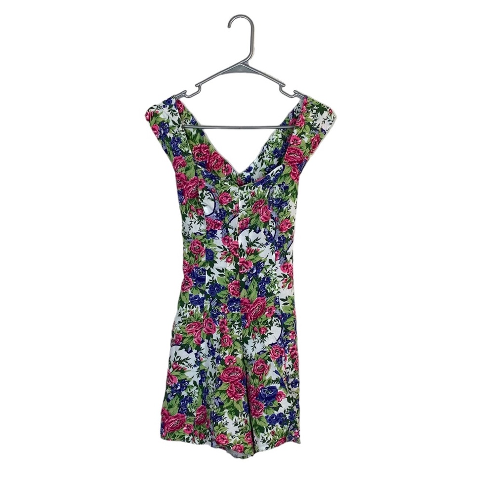 Vintage 90s floral print romper with Criss cross back size 3 retro playsuit